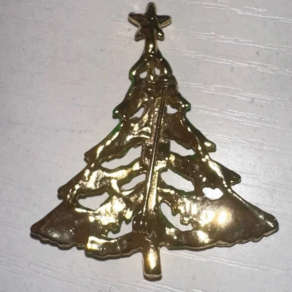 Enameled Christmas Tree Brooch - Picture 3 of 5